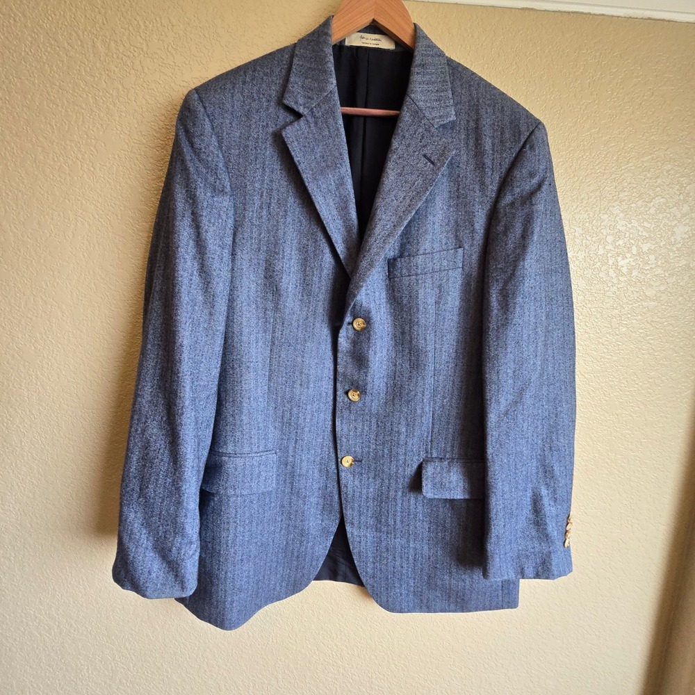 John W Nordstrom Loro Piana 48 Cashmere Silk Blazer Herringbone Sport Coat read
